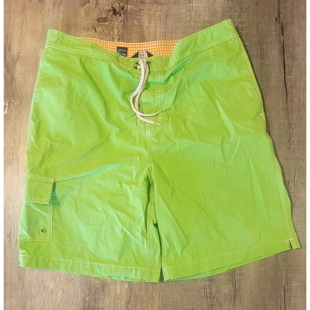Polo Ralph Lauren Mens Lime Green Cargo Swim Trunks Board Shorts Size L